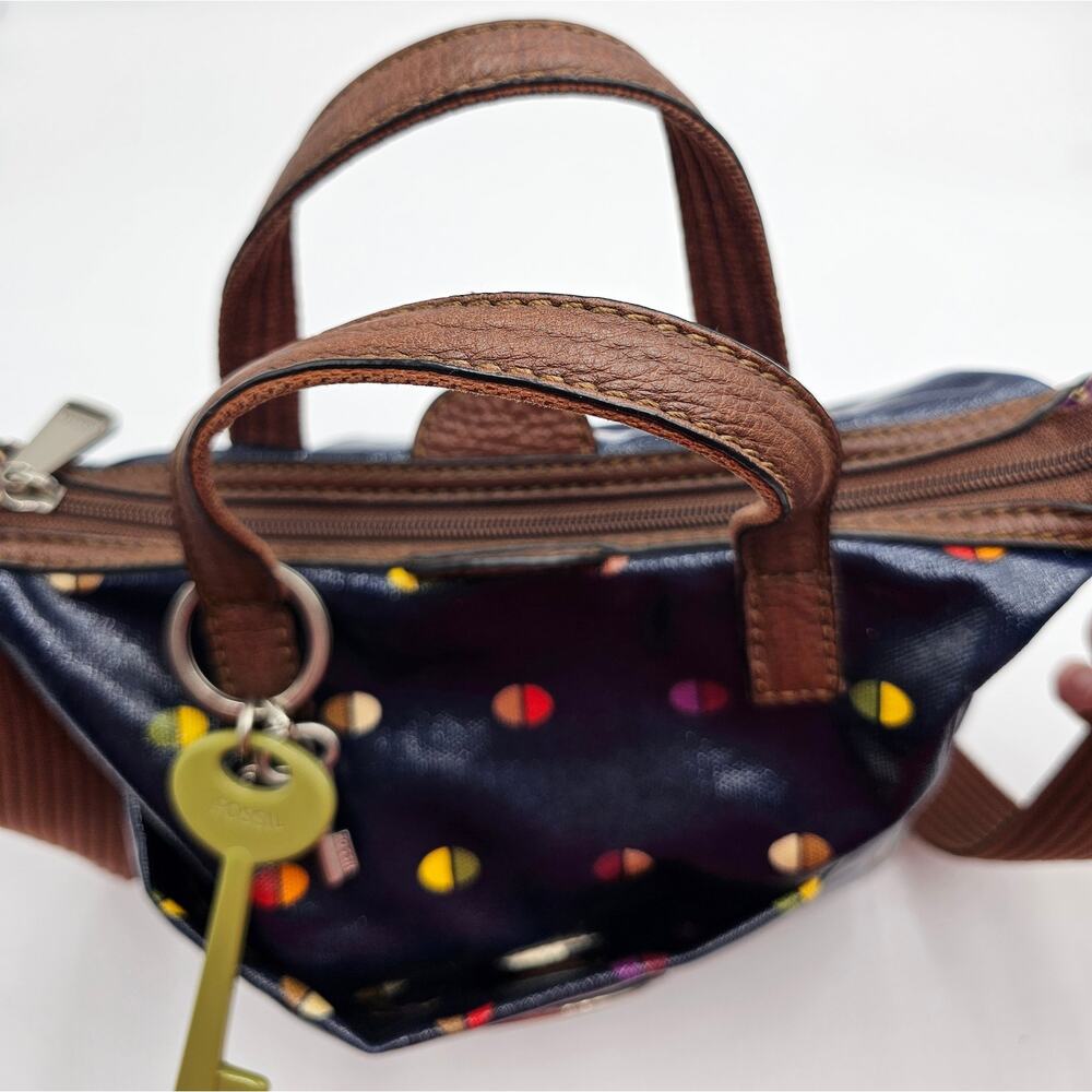 Fossil Women's Keyper Navy Blue Coated Canvas Purse - Picture 11 of 14